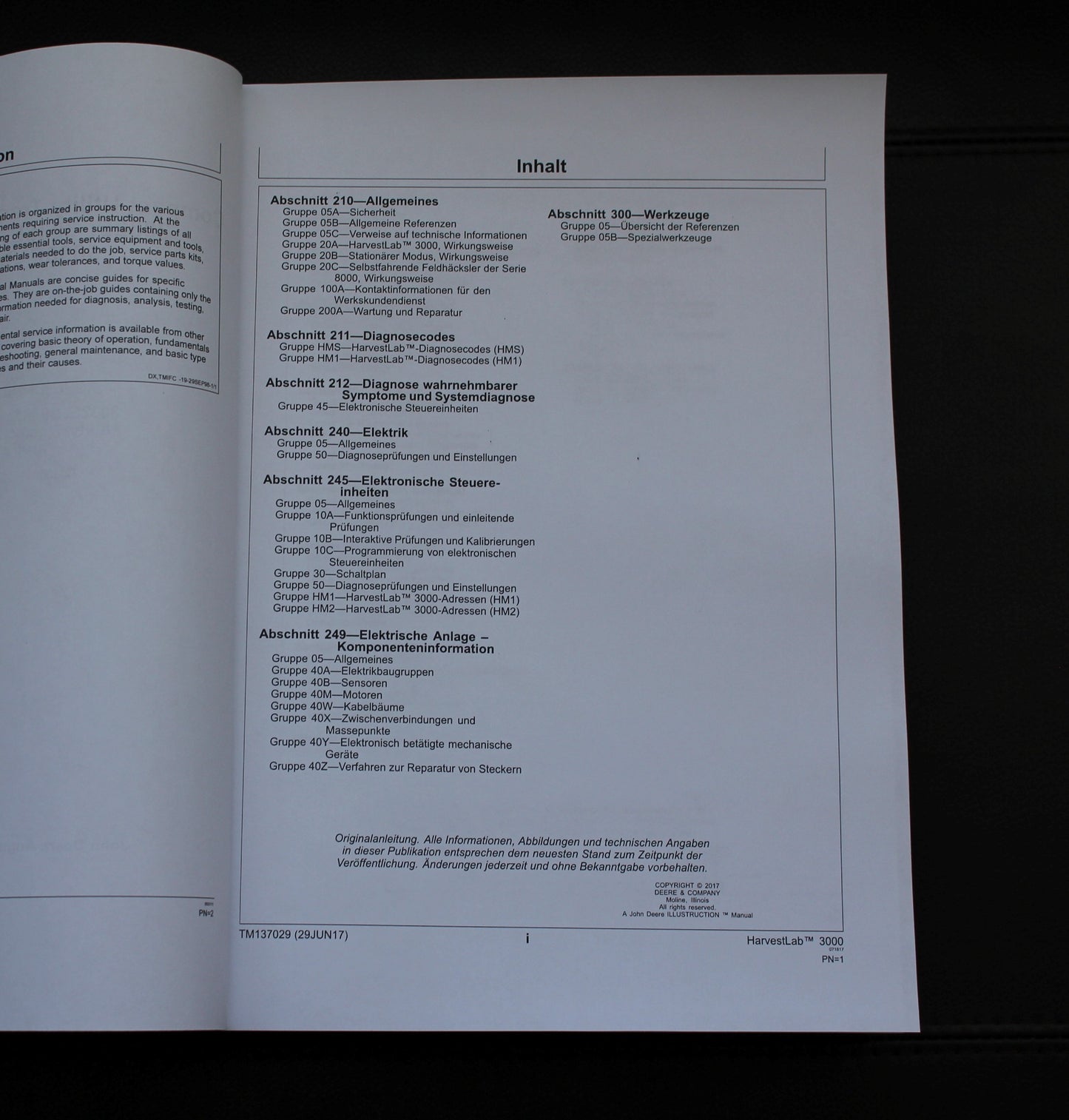 JOHN DEERE HARVESTLAB TM 3000 SERIE 700X0 8000 Feldhäckslern REPARATURHANDBUCH