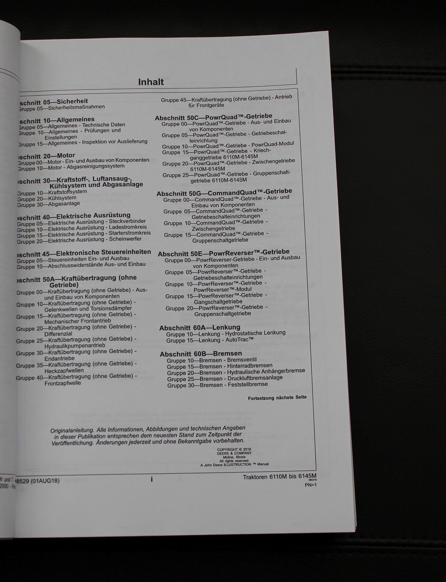 JOHN DEERE 6110M 6145M  PICKUPS REPARATURHANDBUCH WERKSTATTHANDBUCH