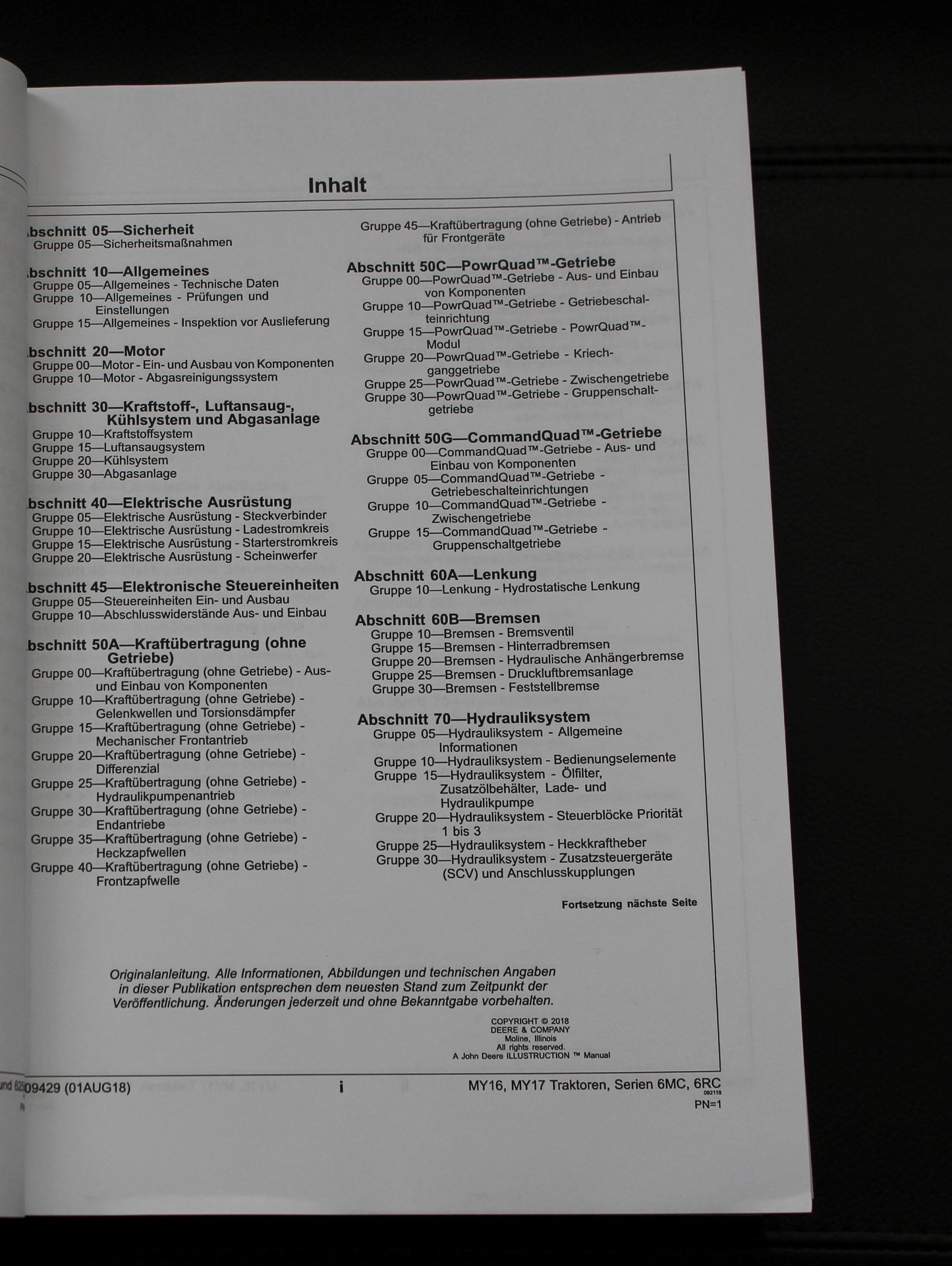 JOHN DEERE 6MC 6RC  TRAKTOREN REPARATURHANDBUCH WERKSTATTHANDBUCH