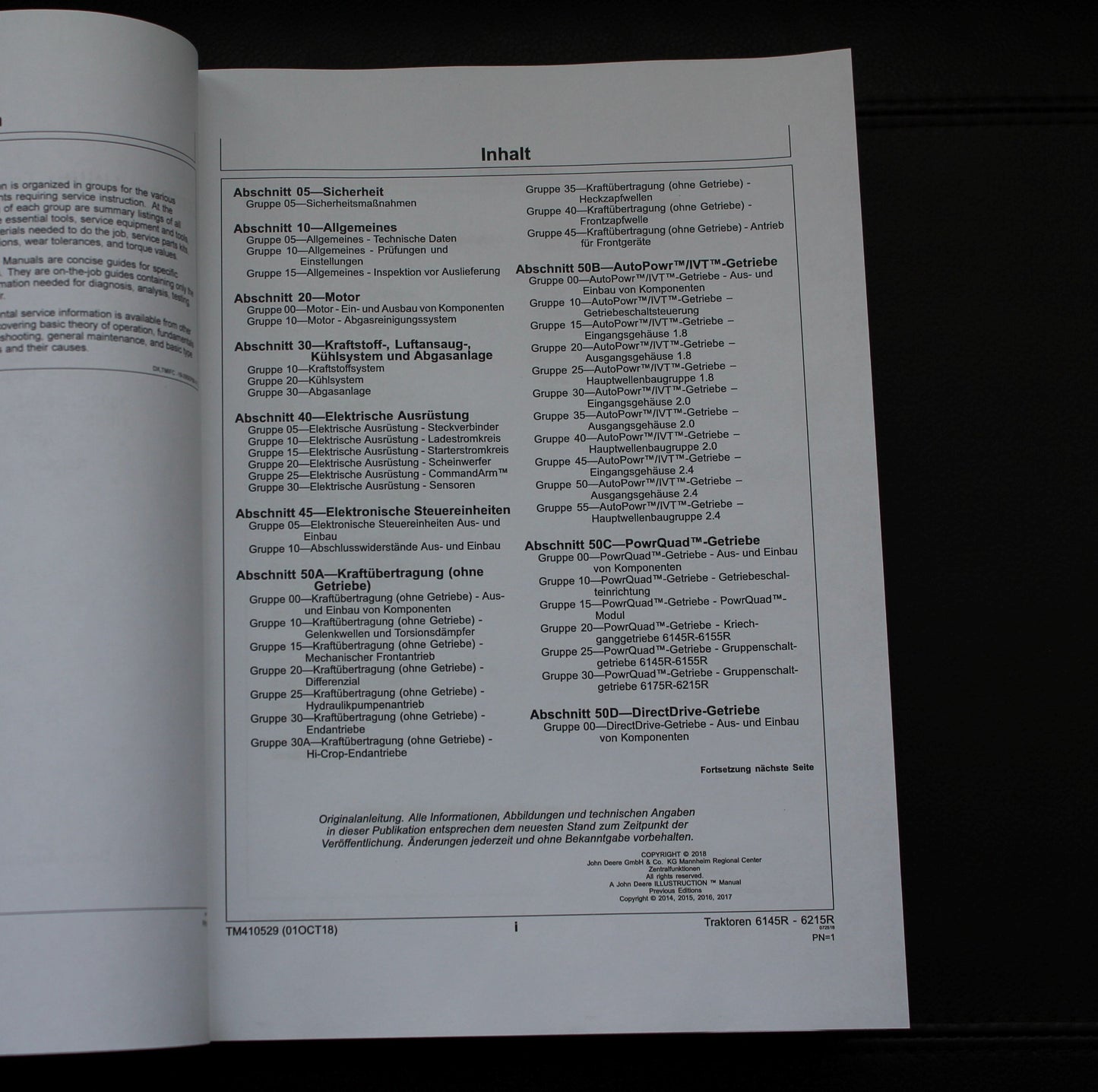 JOHN DEERE 6145R 6215R  TRAKTOREN REPARATURHANDBUCH WERKSTATTHANDBUCH