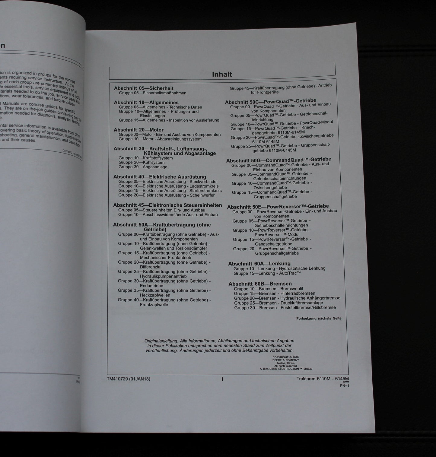 JOHN DEERE 6110R 6145R  TRAKTOREN REPARATURHANDBUCH WERKSTATTHANDBUCH