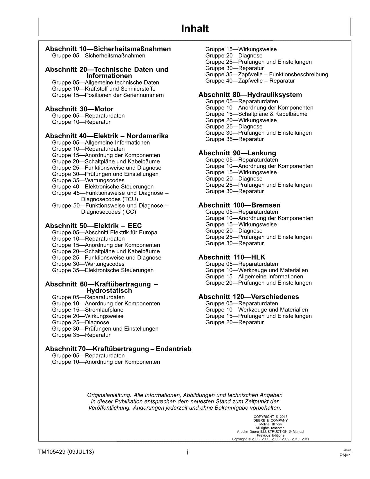 JOHN DEERE 4520 4720 TRAKTOR REPARATURHANDBUCH WERKSTATTHANDBUCH