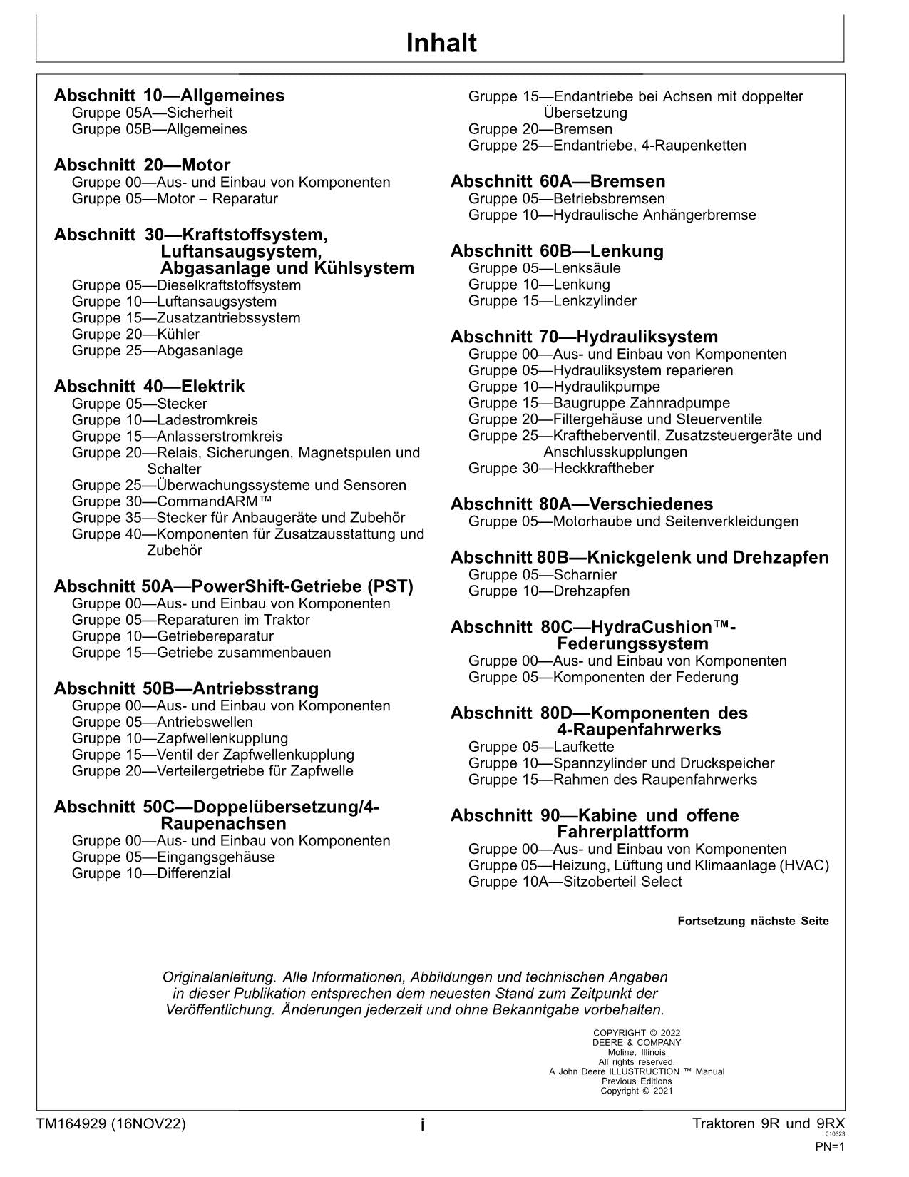 JOHN DEERE 9R 390 440 490 540 590 TRAKTOR REPARATURHANDBUCH