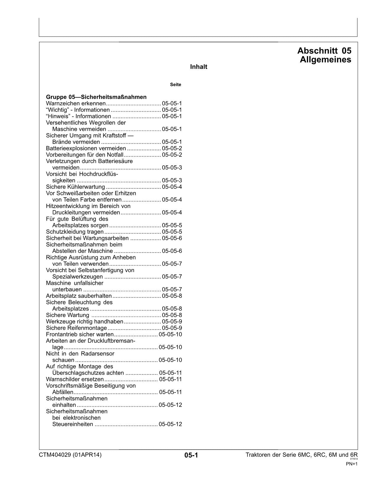 JOHN DEERE Spezialwerkzeuge TRAKTOR der Serie 6MC 6RC 6M 6R REPARATURHANDBUCH