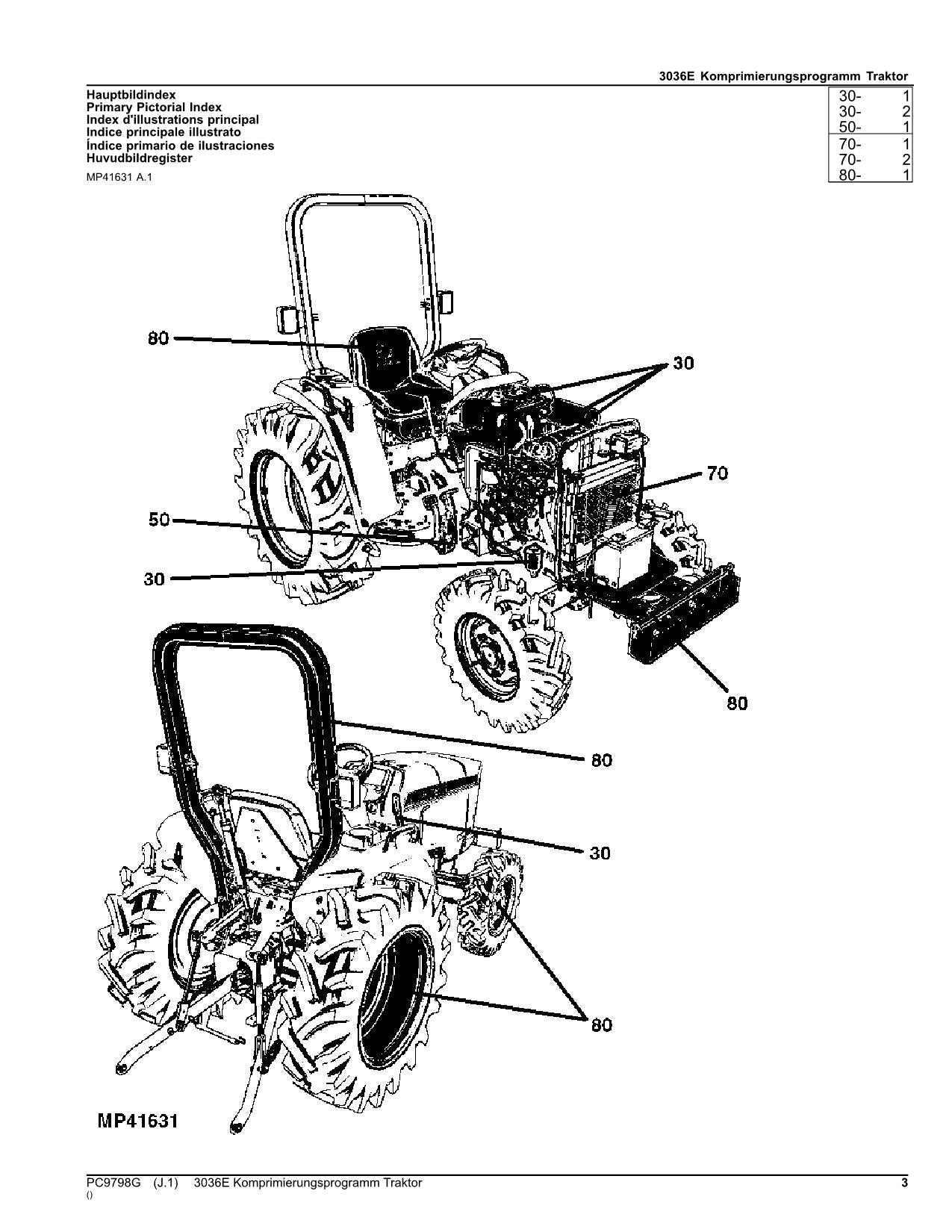 JOHN DEERE TRAKTOR 3036E ERSATZTEILKATALOG ERSATZEILLISTE #3 – PROFMANUAL