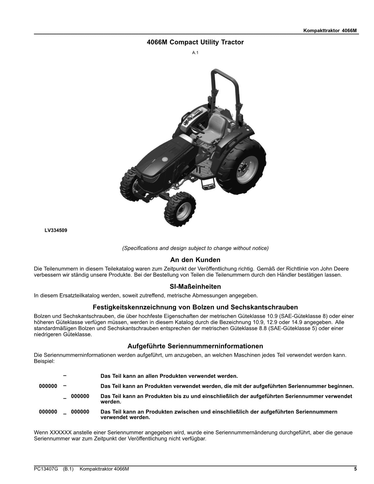 JOHN DEERE TRAKTOR 4066M ERSATZTEILKATALOG ERSATZEILLISTE #2