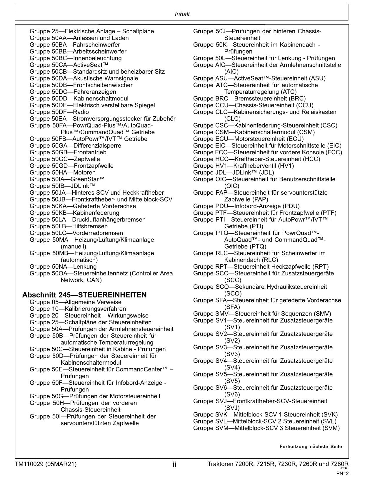 JOHN DEERE 7200R 7215R 7230R 7260R 7280R TRAKTOR DIAGNOSE REPARATURHANDBUCH