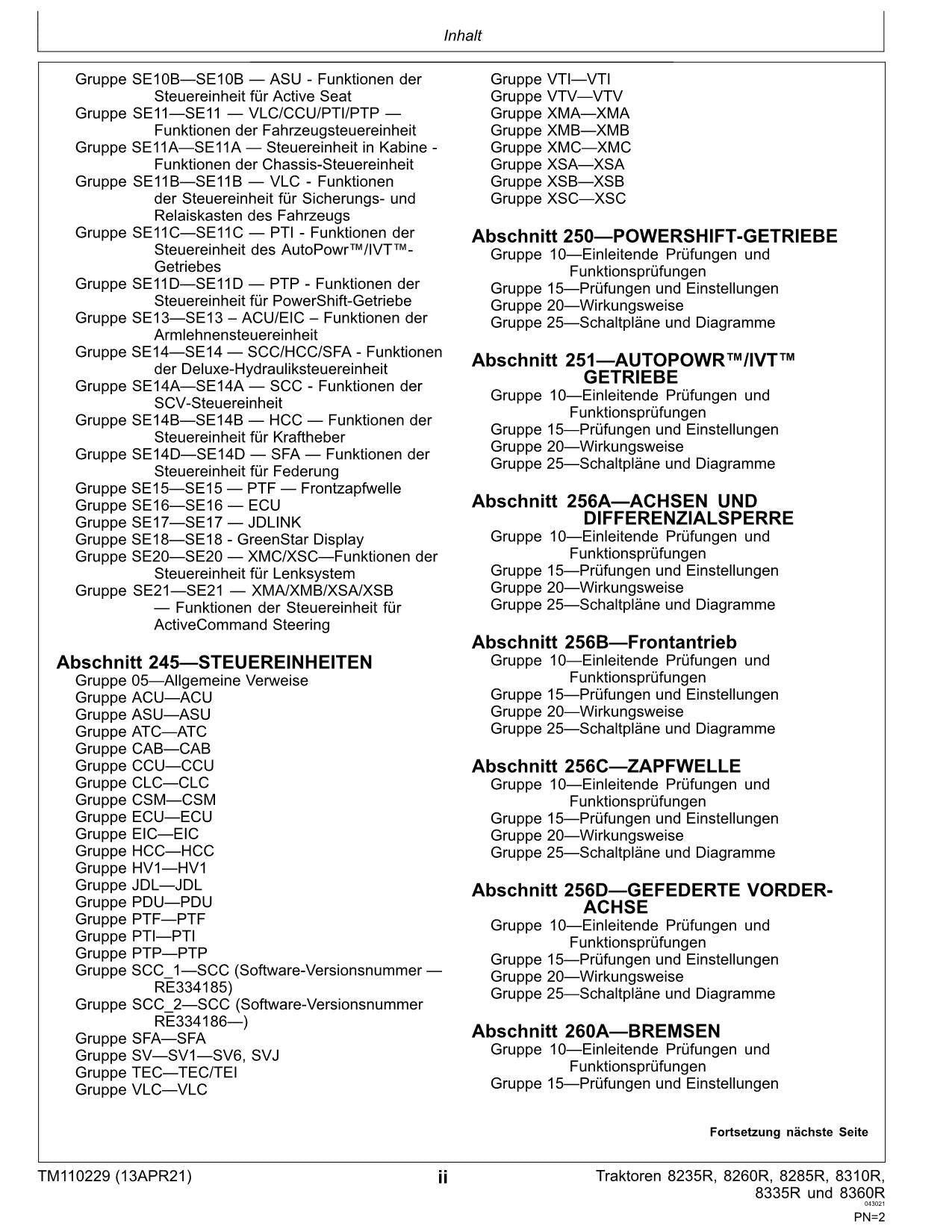 JOHN DEERE 8235R 8260R 8285R 8310R 8335R TRAKTOR DIAGNOSE REPARATURHANDBUCH