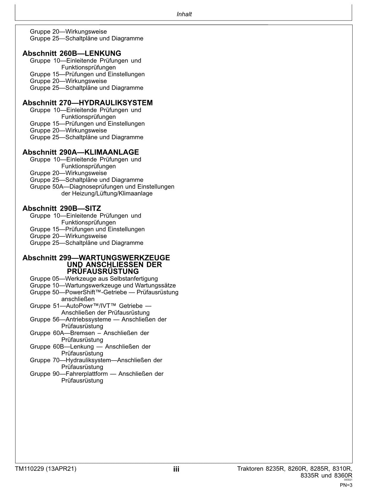 JOHN DEERE 8235R 8260R 8285R 8310R 8335R TRAKTOR DIAGNOSE REPARATURHANDBUCH