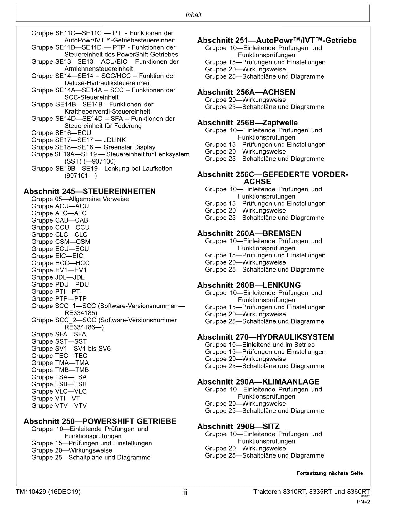 JOHN DEERE 8310RT 8335RT 8360RT 8RT TRAKTOR DIAGNOSE REPARATURHANDBUCH