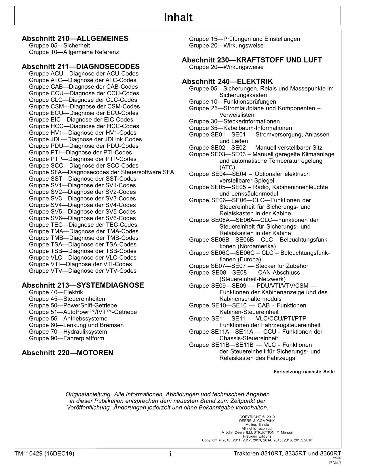 MANUEL DE RÉPARATION ET DE DIAGNOSTIC TRAKTOR JOHN DEERE 8310RT 8335RT 8360RT 8RT