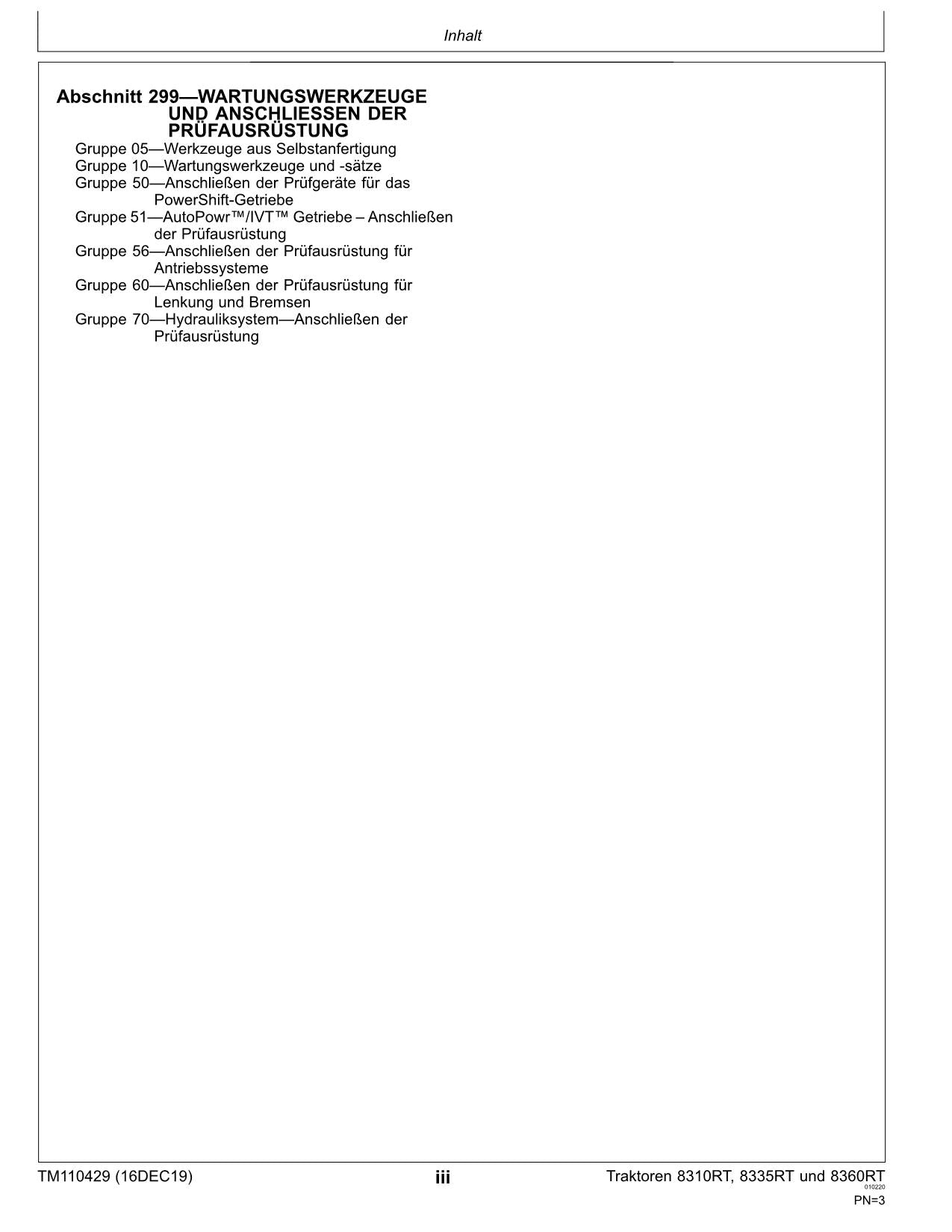 JOHN DEERE 8310RT 8335RT 8360RT 8RT TRAKTOR DIAGNOSE REPARATURHANDBUCH