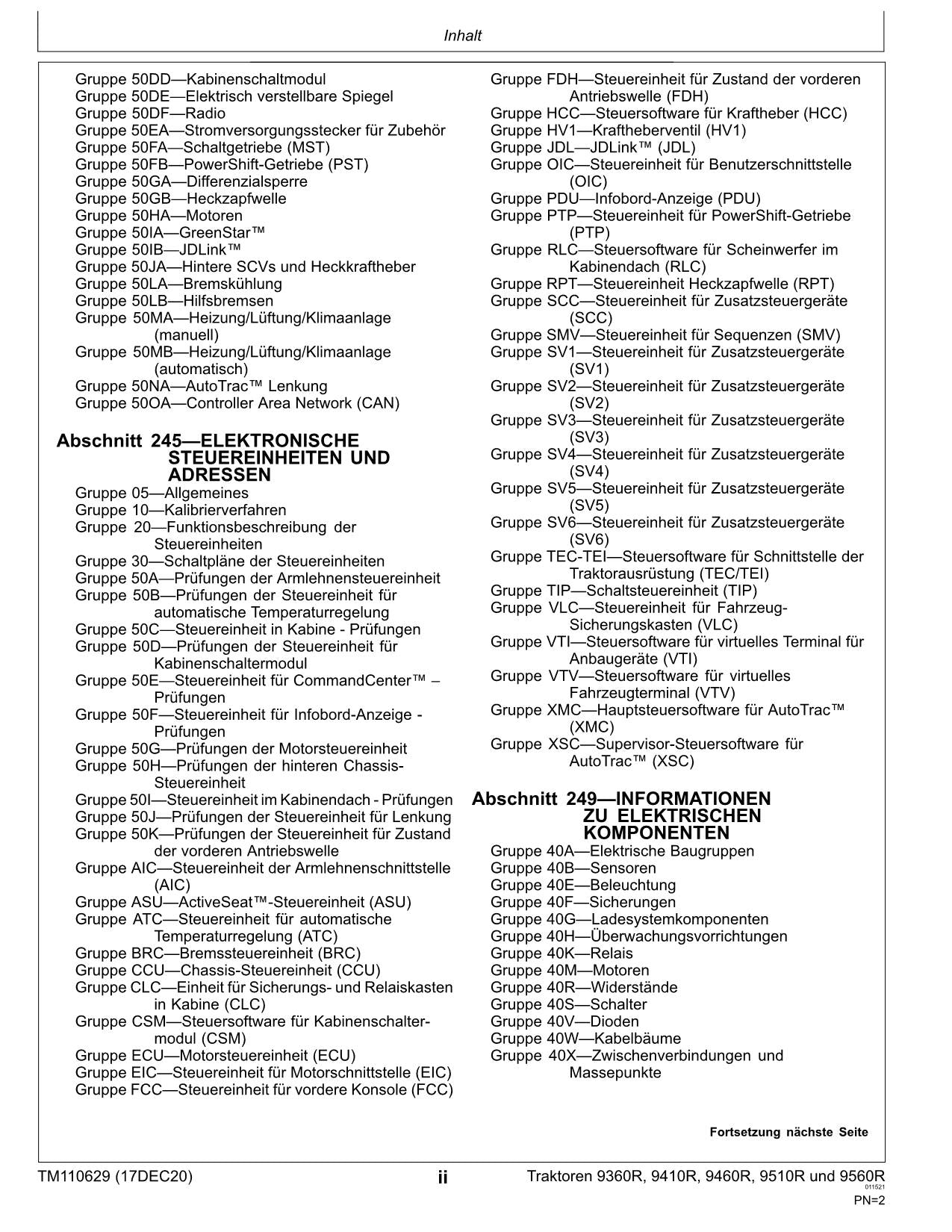 JOHN DEERE 9360R 9410R 9460R 9510R 9560R TRAKTOR DIAGNOSE REPARATURHANDBUCH