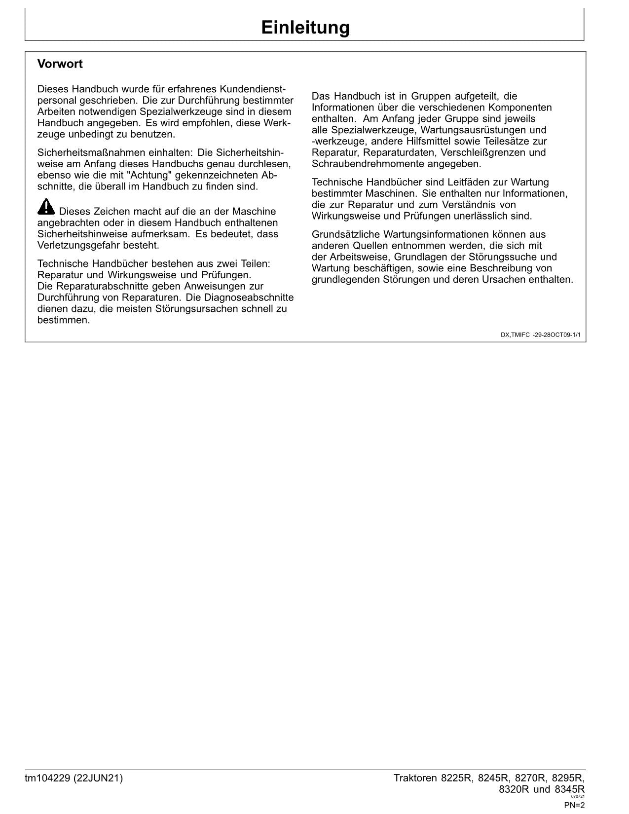 JOHN DEERE 8225R 8245R 8270R TRAKTOR DIAGNOSE REPARATURHANDBUCH