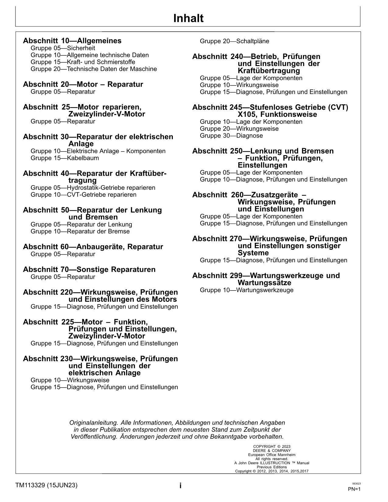 JOHN DEERE X105 X125 X145 X165 107S TRAKTOR REPARATURHANDBUCH WERKSTATTHANDBUCH