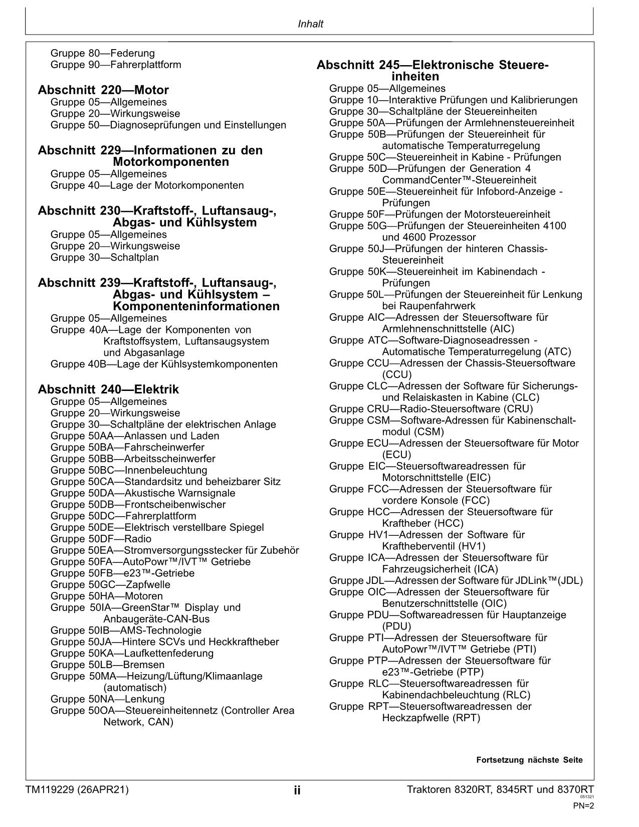 JOHN DEERE 8320RT 8345RT 8370RT TRAKTOR DIAGNOSE REPARATURHANDBUCH #2