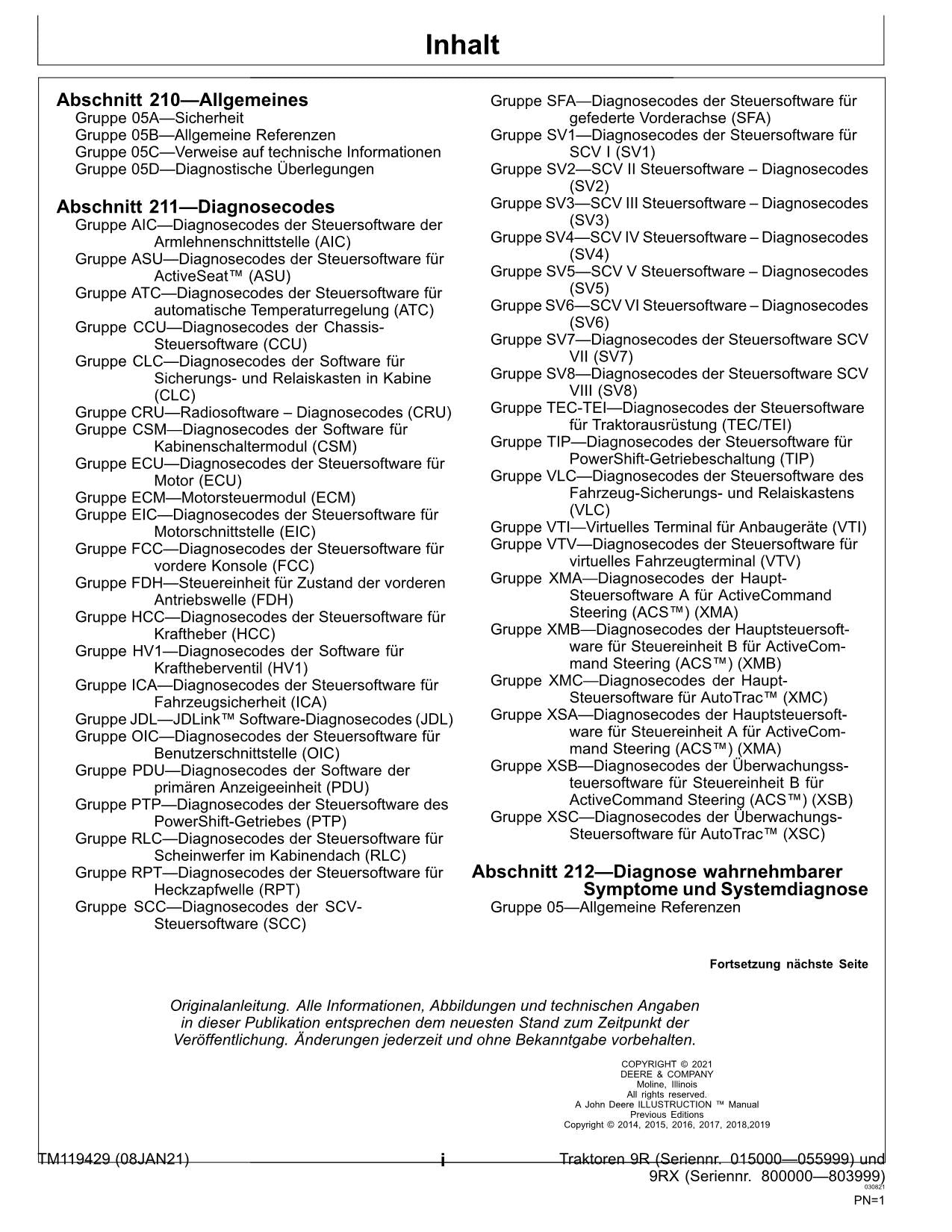 JOHN DEERE 9470R 9470RX 9520R 9520RX TRAKTOR DIAGNOSE REPARATURHANDBUCH