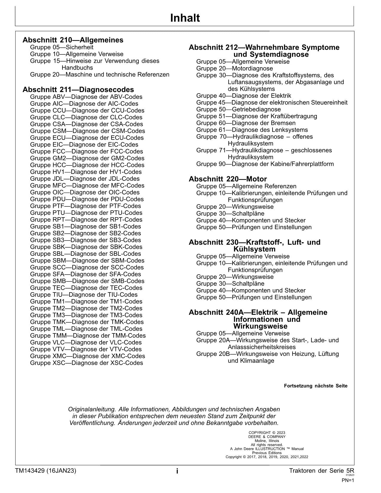 JOHN DEERE 5090R 5125R 5115R 5100R 5115RH TRAKTOR DIAGNOSE REPARATURHANDBUCH