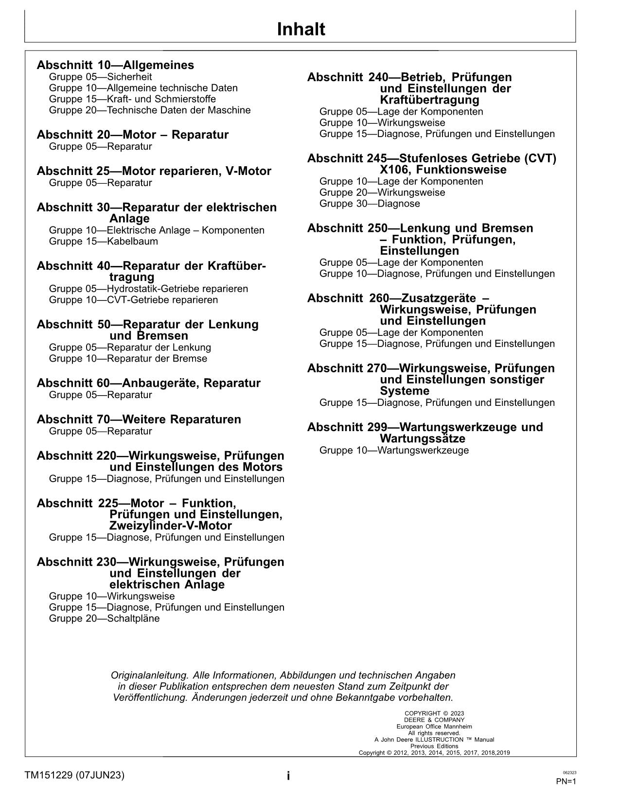 JOHN DEERE X106 X126 X166 X107S TRAKTOR REPARATURHANDBUCH WERKSTATTHANDBUCH