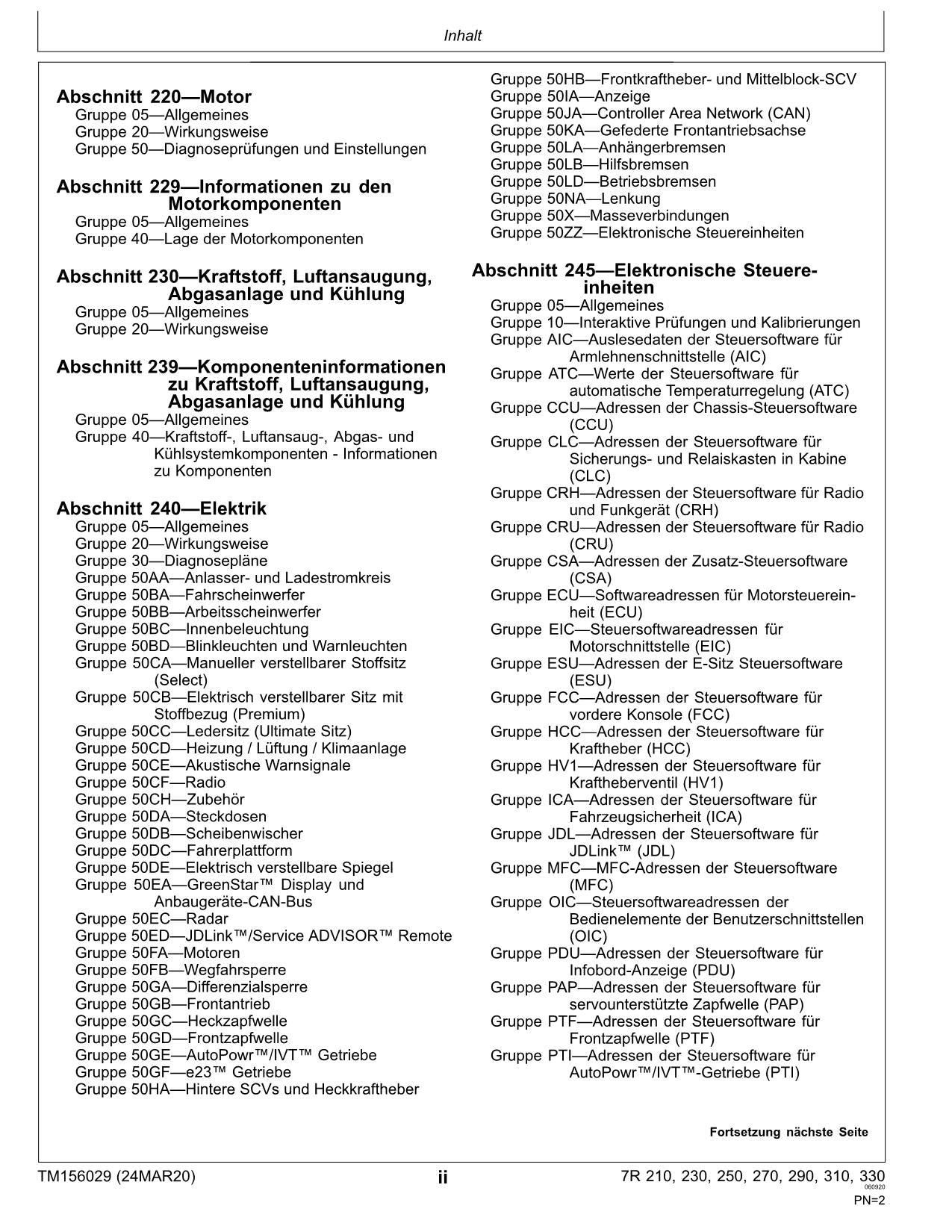 JOHN DEERE 7R 310 210 250 330 230 290 270 TRAKTOR DIAGNOSE REPARATURHANDBUCH