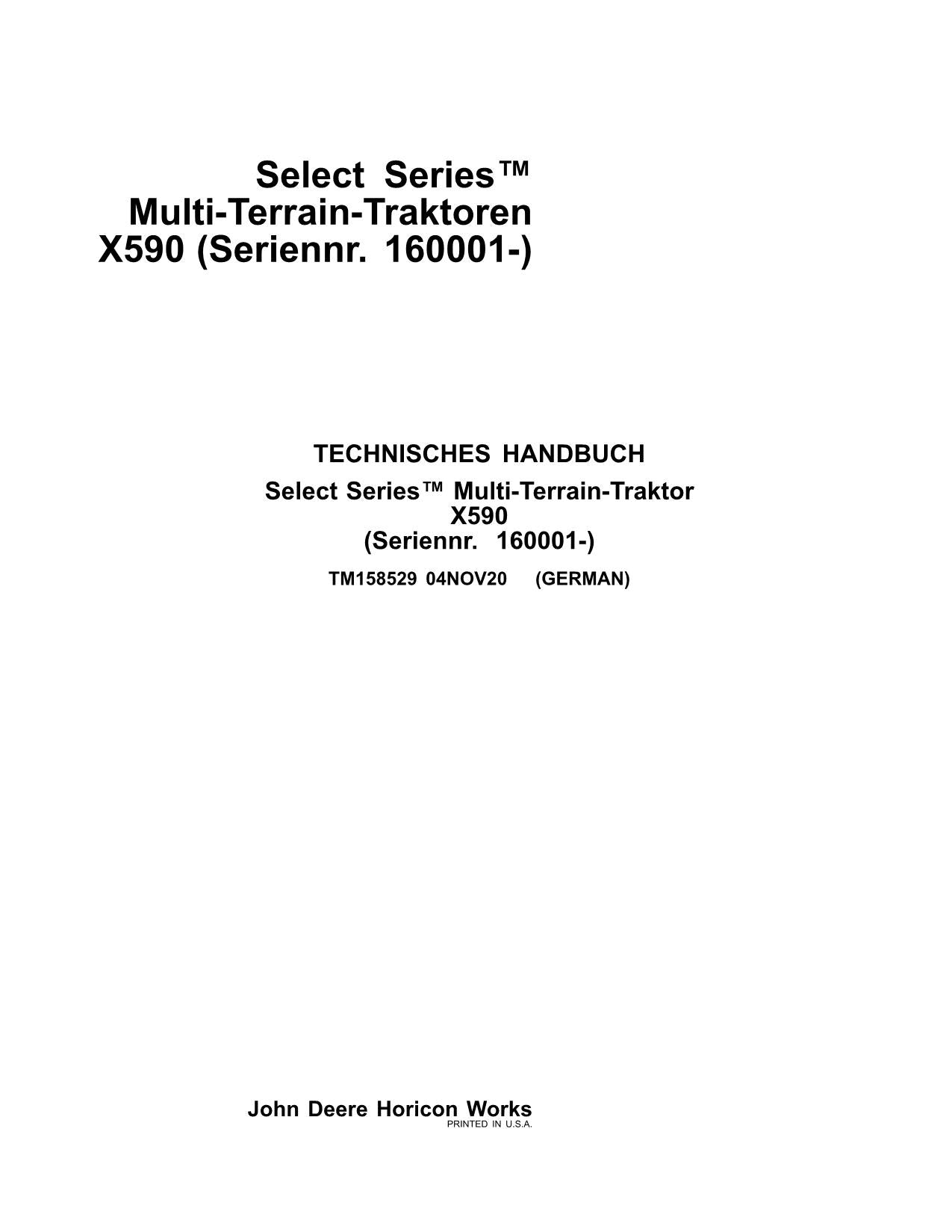 JOHN DEERE X590 TRAKTOR REPARATURHANDBUCH WERKSTATTHANDBUCH