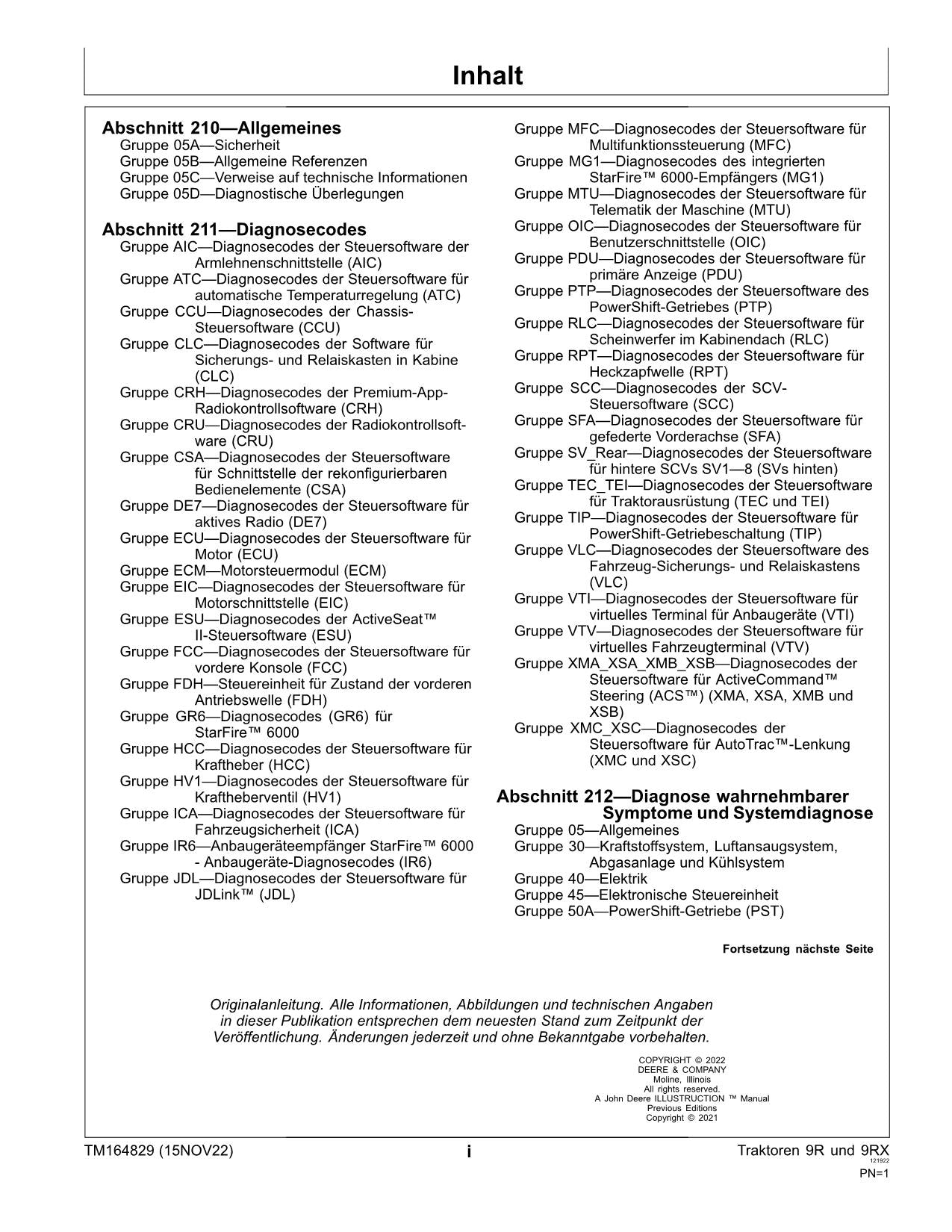 JOHN DEERE 9RX 490 540 590 640 TRAKTOR DIAGNOSE REPARATURHANDBUCH