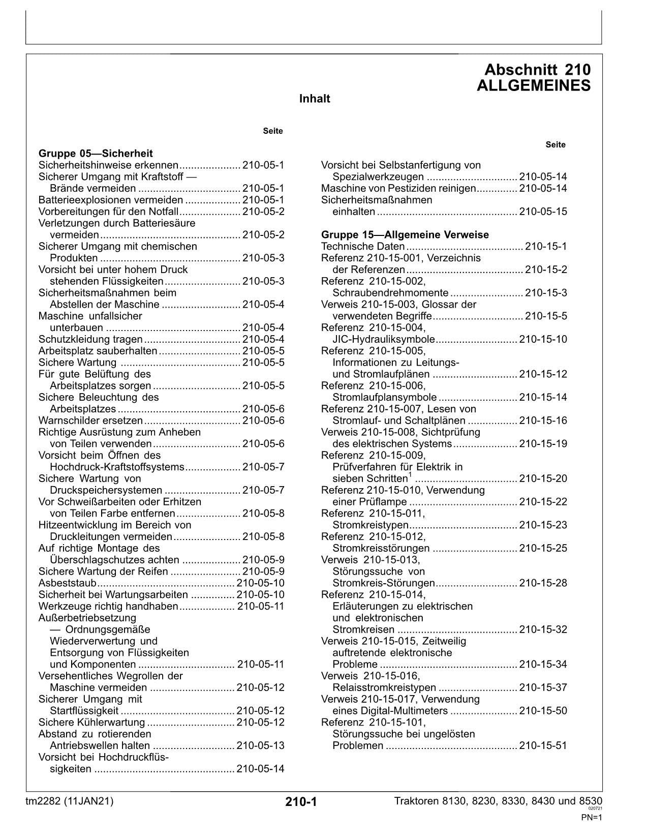 JOHN DEERE 8130 8230 8330 8430 8530 TRAKTOR DIAGNOSTIC REPARATURHANDBUCH