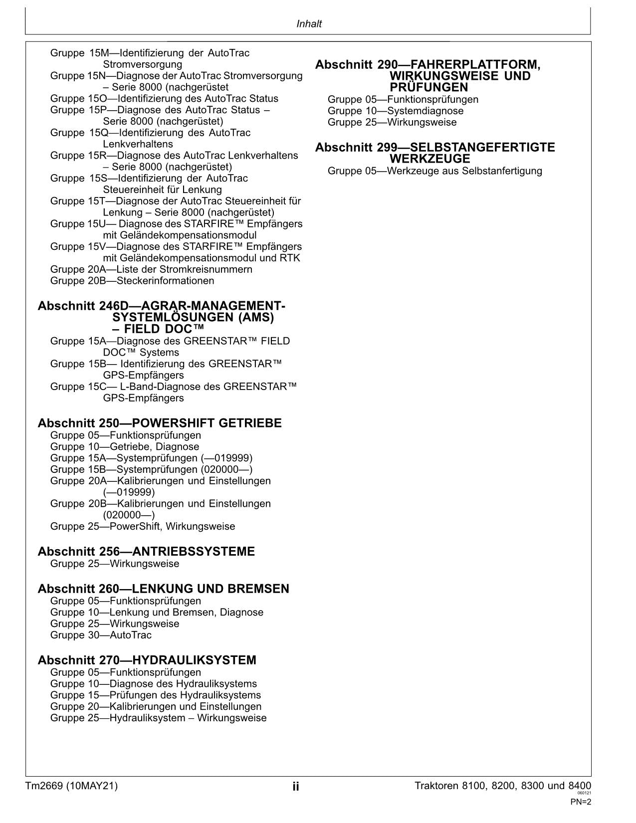 JOHN DEERE 8100 8200 8300 8400 TRAKTOR DIAGNOSE REPARATURHANDBUCH PRÜFEN