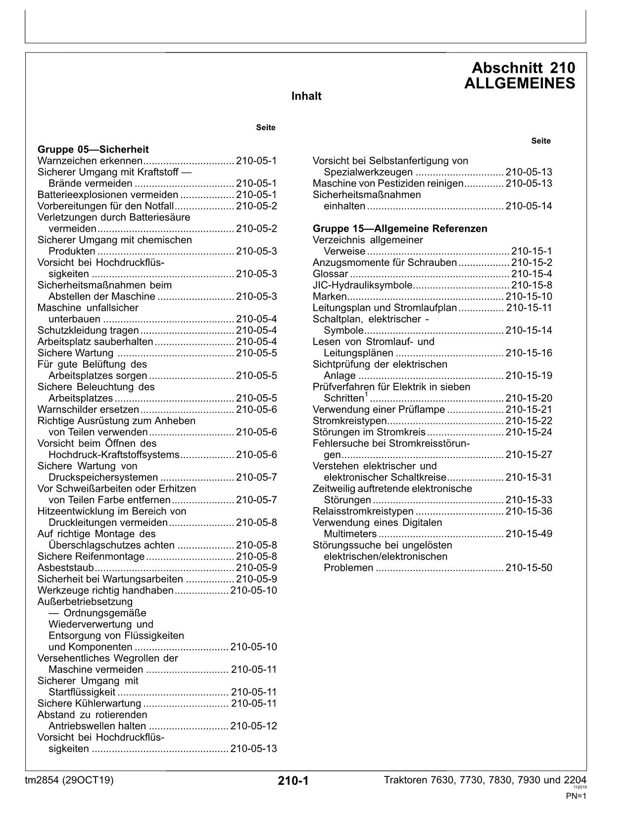 JOHN DEERE 7630 7730 7830 7930 2204 TRAKTOR DIAGNOSE REPARATURHANDBUCH