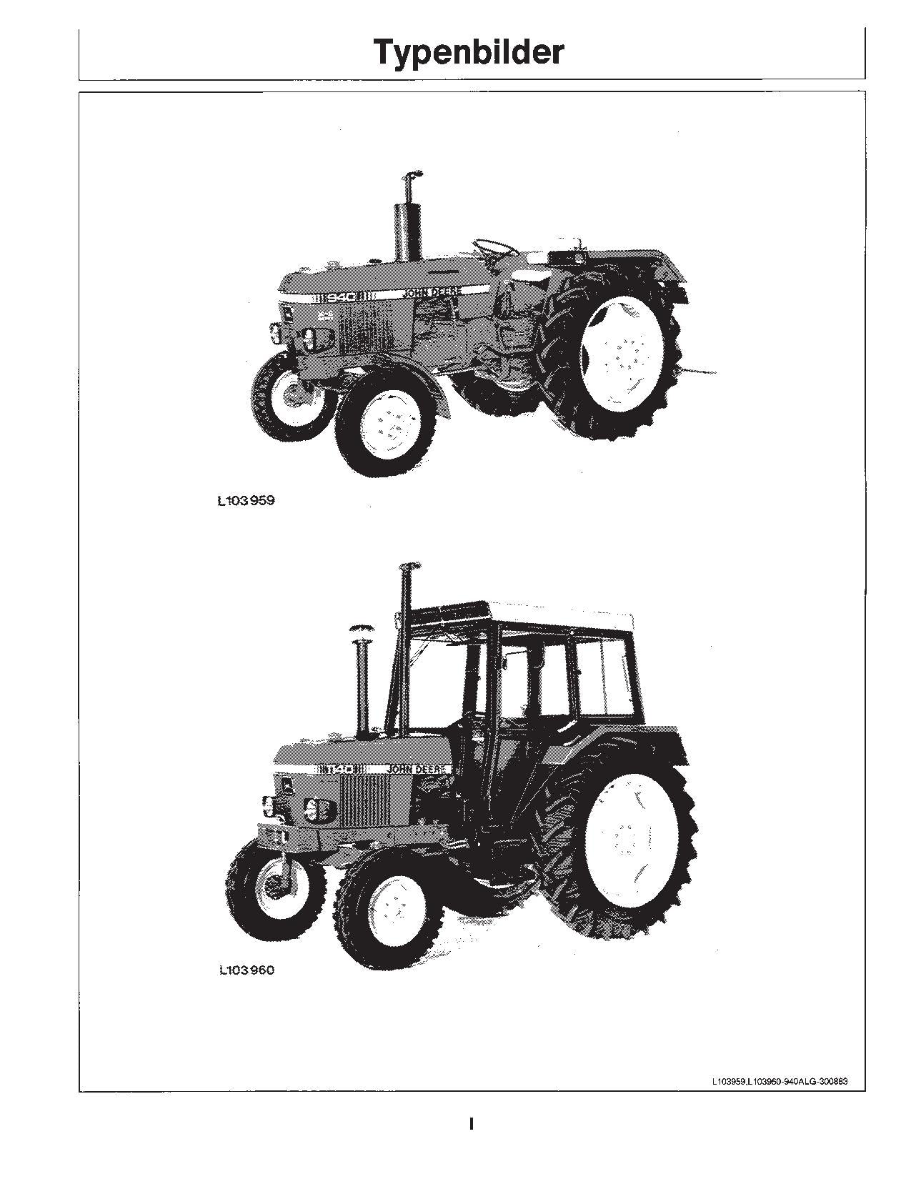 JOHN DEERE 940 1040 1140 TRAKTOR BETRIEBSANLEITUNG