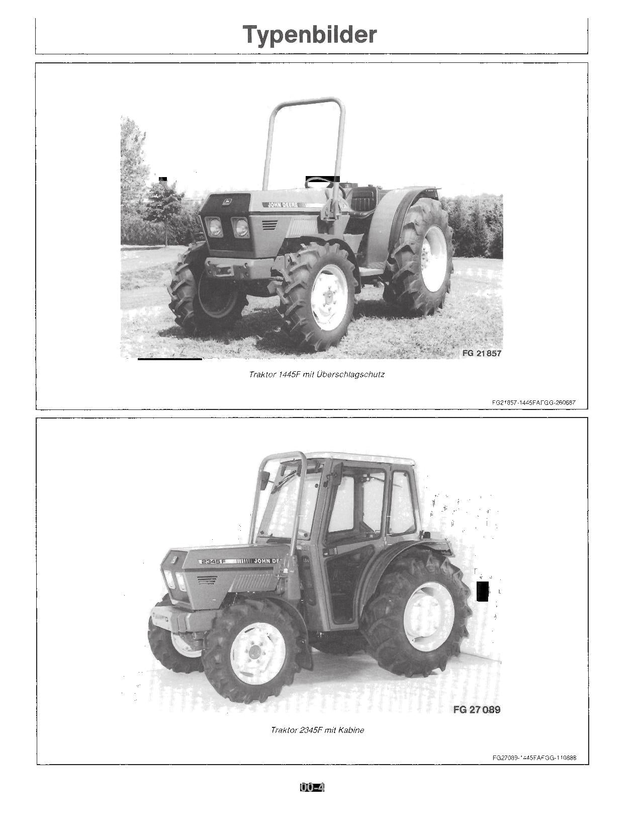 JOHN DEERE 1445F 1745F 1845F 2345F TRAKTOR BETRIEBSANLEITUNG