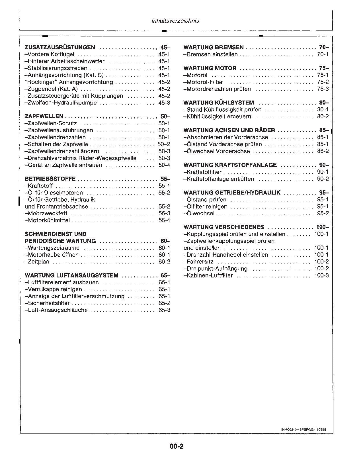 JOHN DEERE 1445F 1745F 1845F 2345F TRACTEUR BETRIEBSANLEITUNG