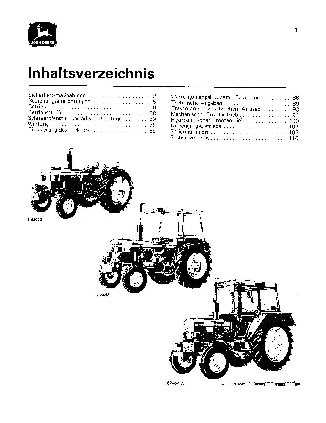 JOHN DEERE 1830 2030  2130 TRAKTOR BETRIEBSANLEITUNG