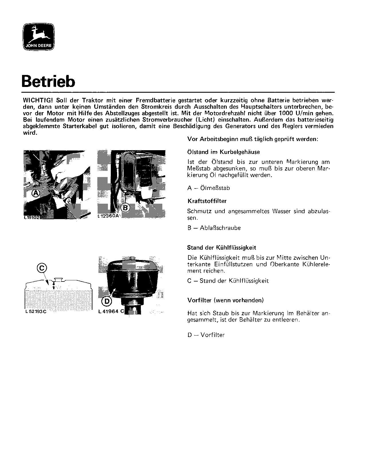 JOHN DEERE 2140 TRAKTOR BETRIEBSANLEITUNG#1