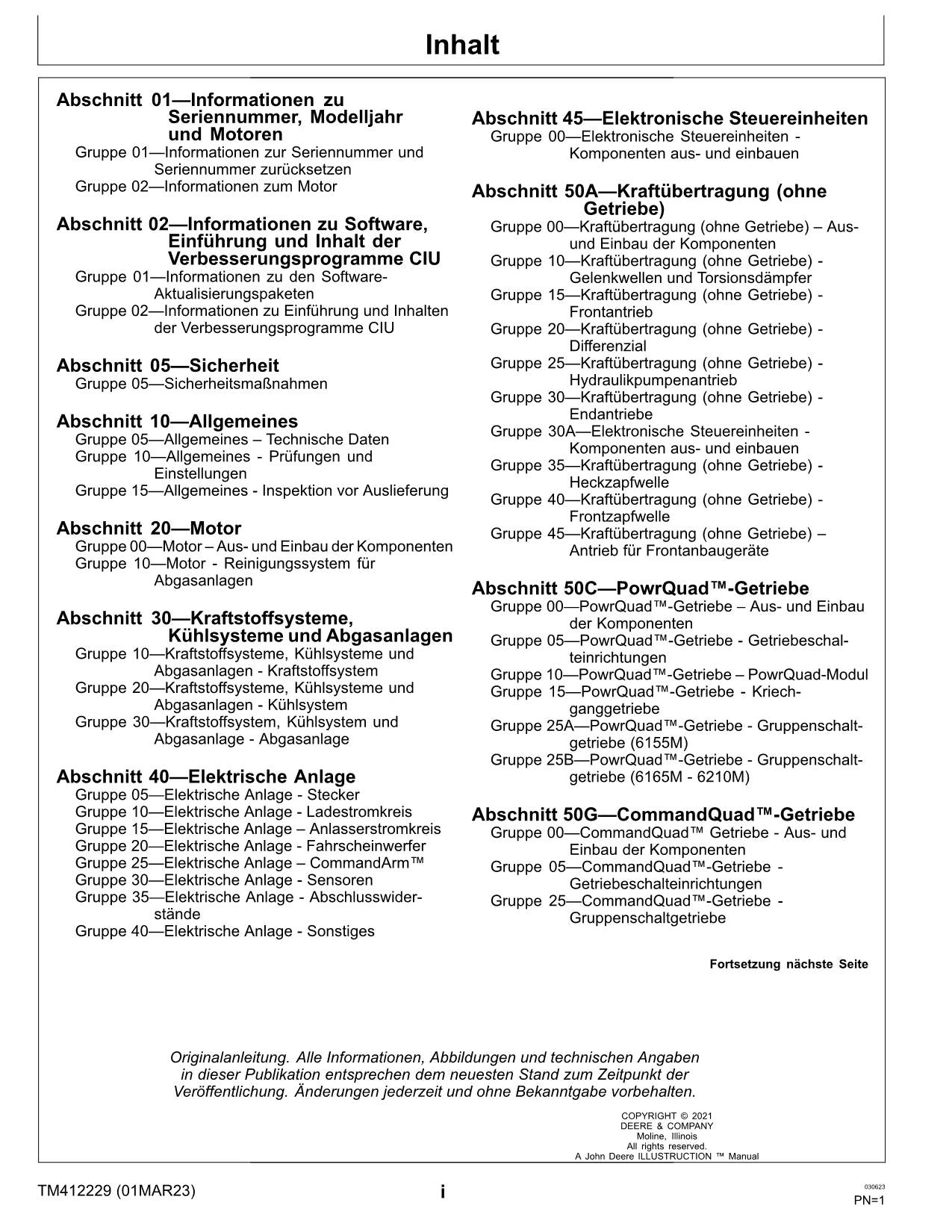 JOHN DEERE 6210M 6155M 6165M 6175M 6185M 6195M 6155MH TRAKTOR REPARATURHANDBUCH