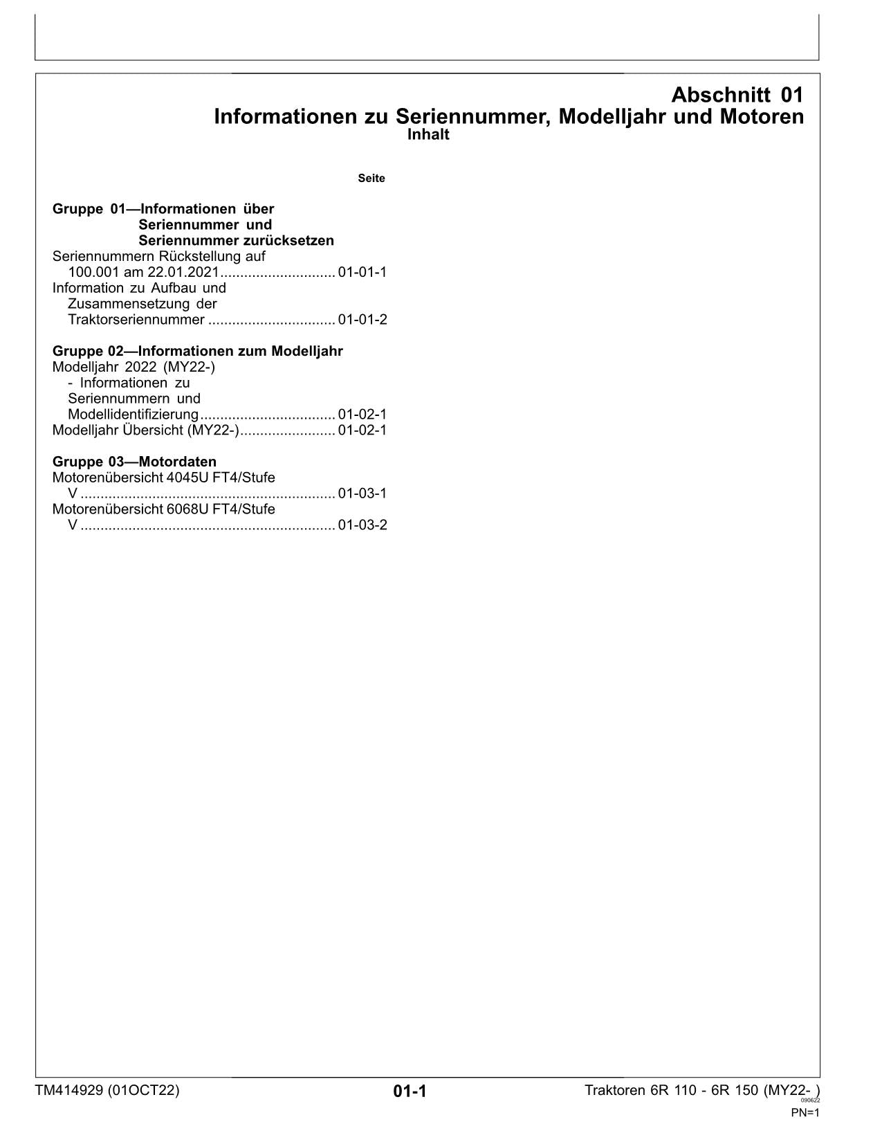 JOHN DEERE 6R 150 6R 140 6R 130 6R 120 6R 110 TRAKTOR REPARATURHANDBUCH