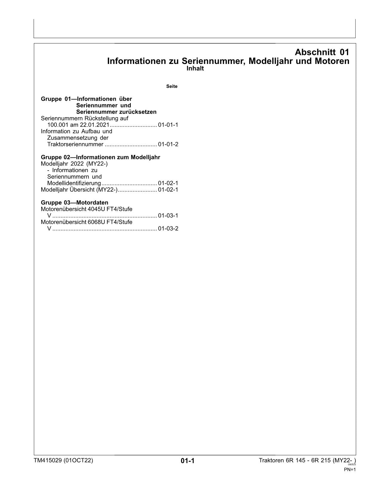 JOHN DEERE 6R 145 155 165 175 185 195 215 TRAKTOR REPARATURHANDBUCH