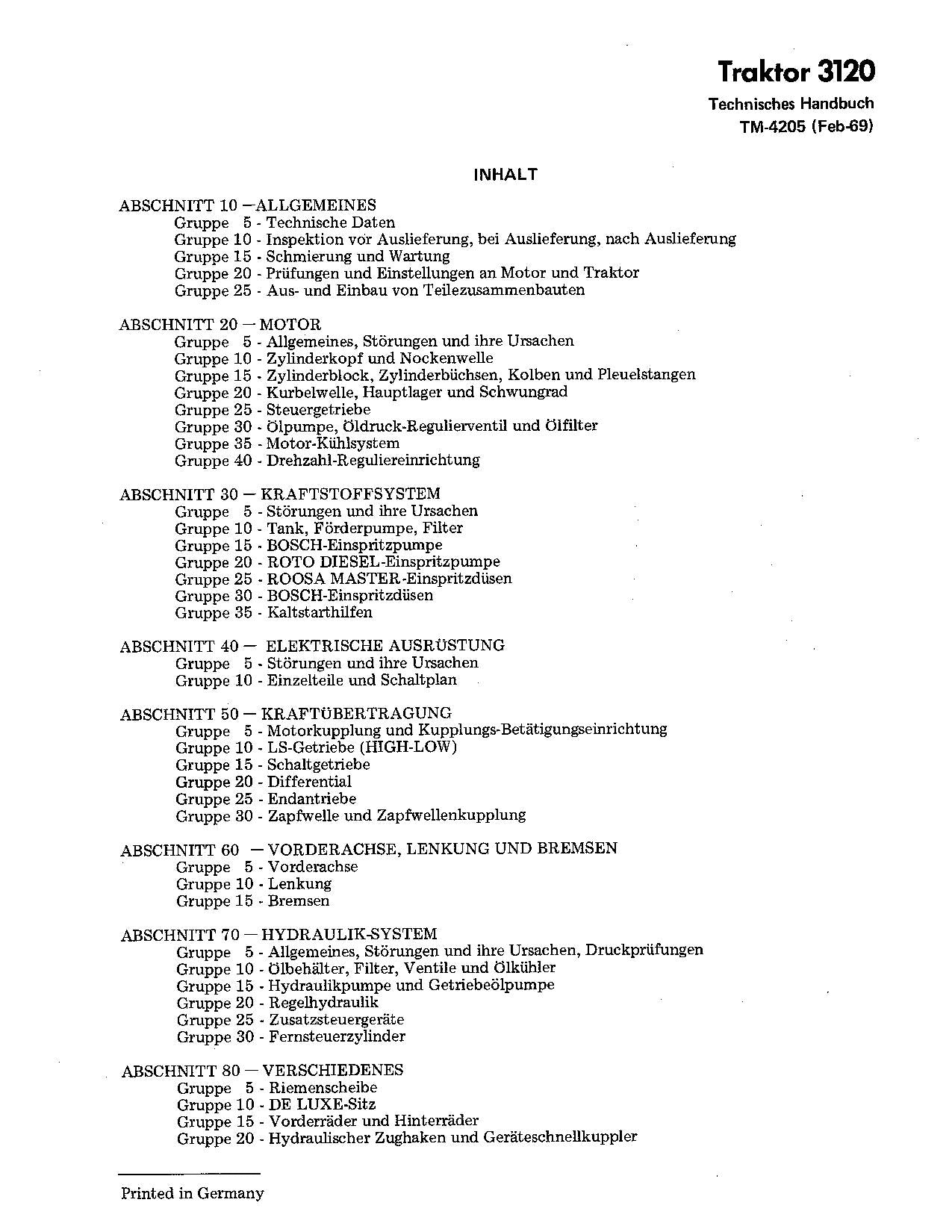 JOHN DEERE 3120 TRAKTOR REPARATURHANDBUCH WERKSTATTHANDBUCH