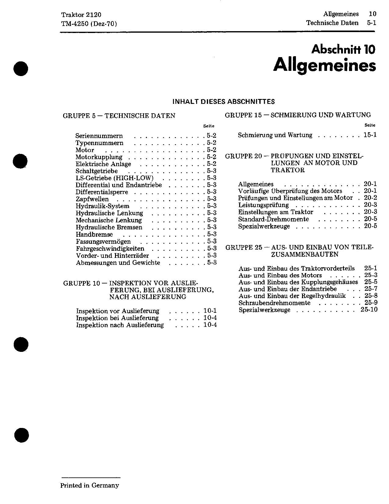 JOHN DEERE 2120 TRAKTOR REPARATURHANDBUCH WERKSTATTHANDBUCH