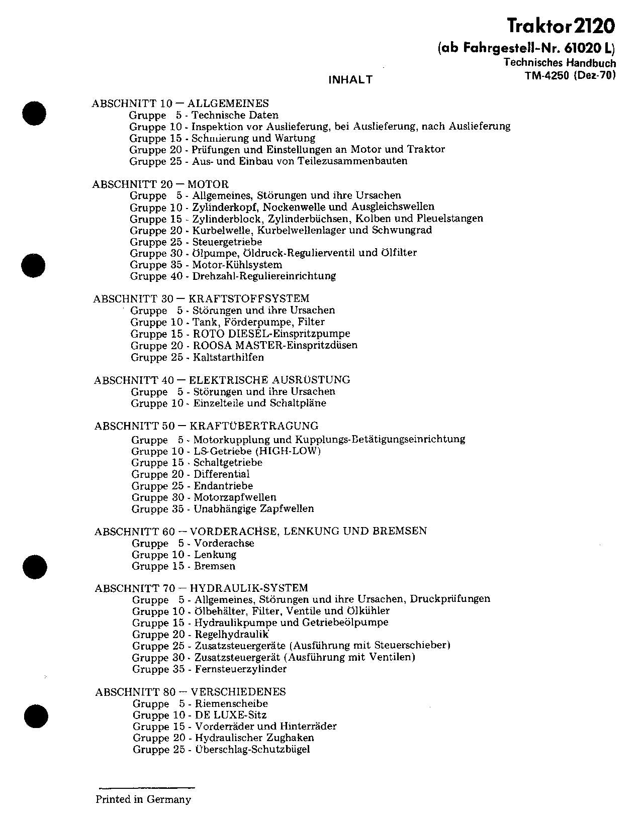 JOHN DEERE 2120 TRAKTOR REPARATURHANDBUCH WERKSTATTHANDBUCH