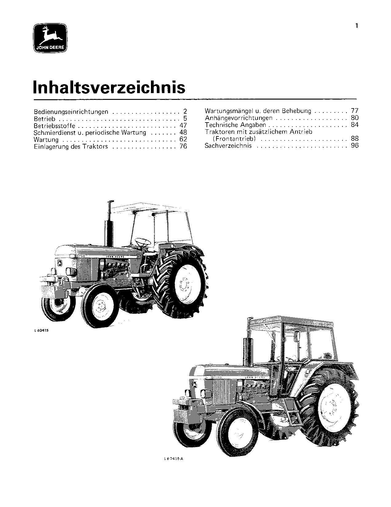 JOHN DEERE 3030 3130 TRAKTOR BETRIEBSANLEITUNG