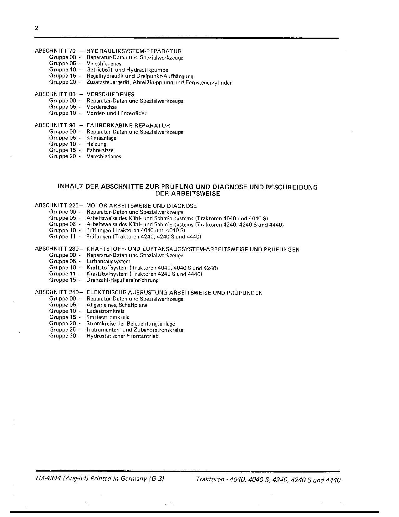 JOHN DEERE 4040 4040S 4240 4240S 4440 TRAKTOR REPARATURHANDBUCH