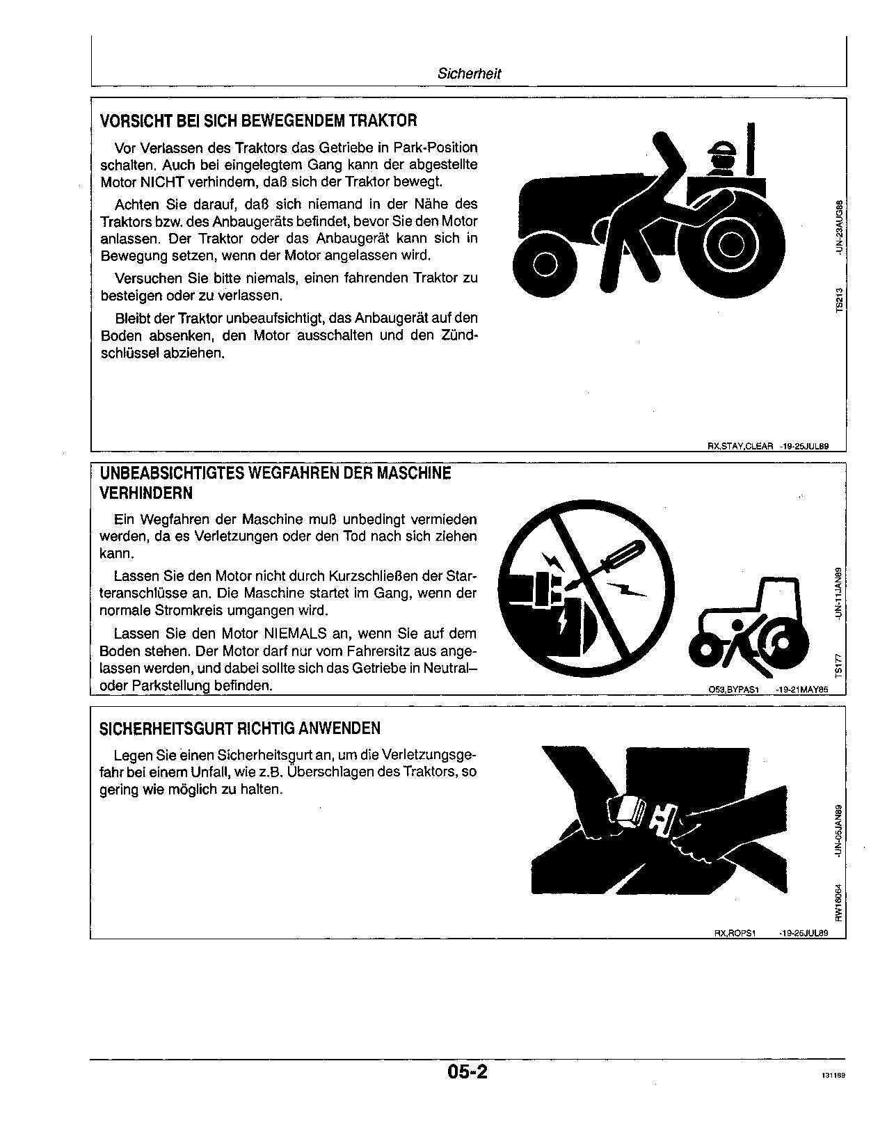 JOHN DEERE 4055 4255 4455 4755 4955 TRAKTOR BETRIEBSANLEITUNG