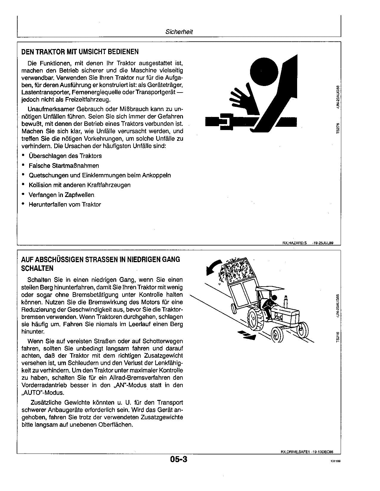 JOHN DEERE 4055 4255 4455 4755 4955 TRAKTOR BETRIEBSANLEITUNG