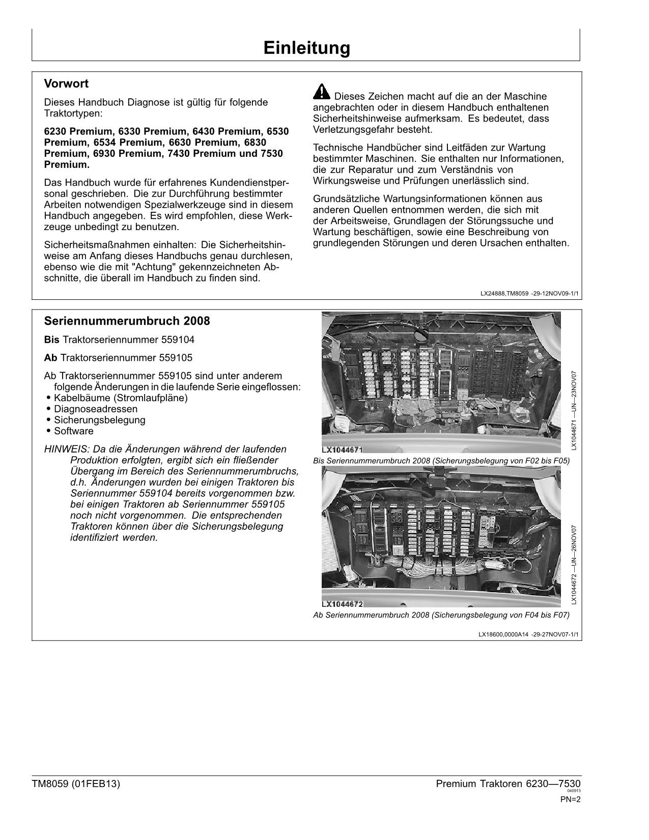 JOHN DEERE 6230 6330 6430 6530 6534 Preiumum TRAKTOR DIAGNOSTIC REPARATURHANDBUCH