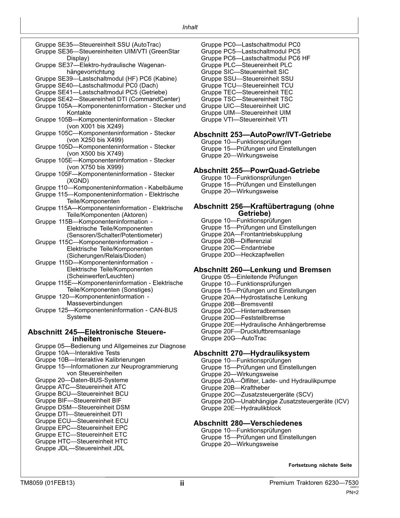 JOHN DEERE 6230 6330 6430 6530 6534 Preiumum TRAKTOR DIAGNOSE REPARATURHANDBUCH