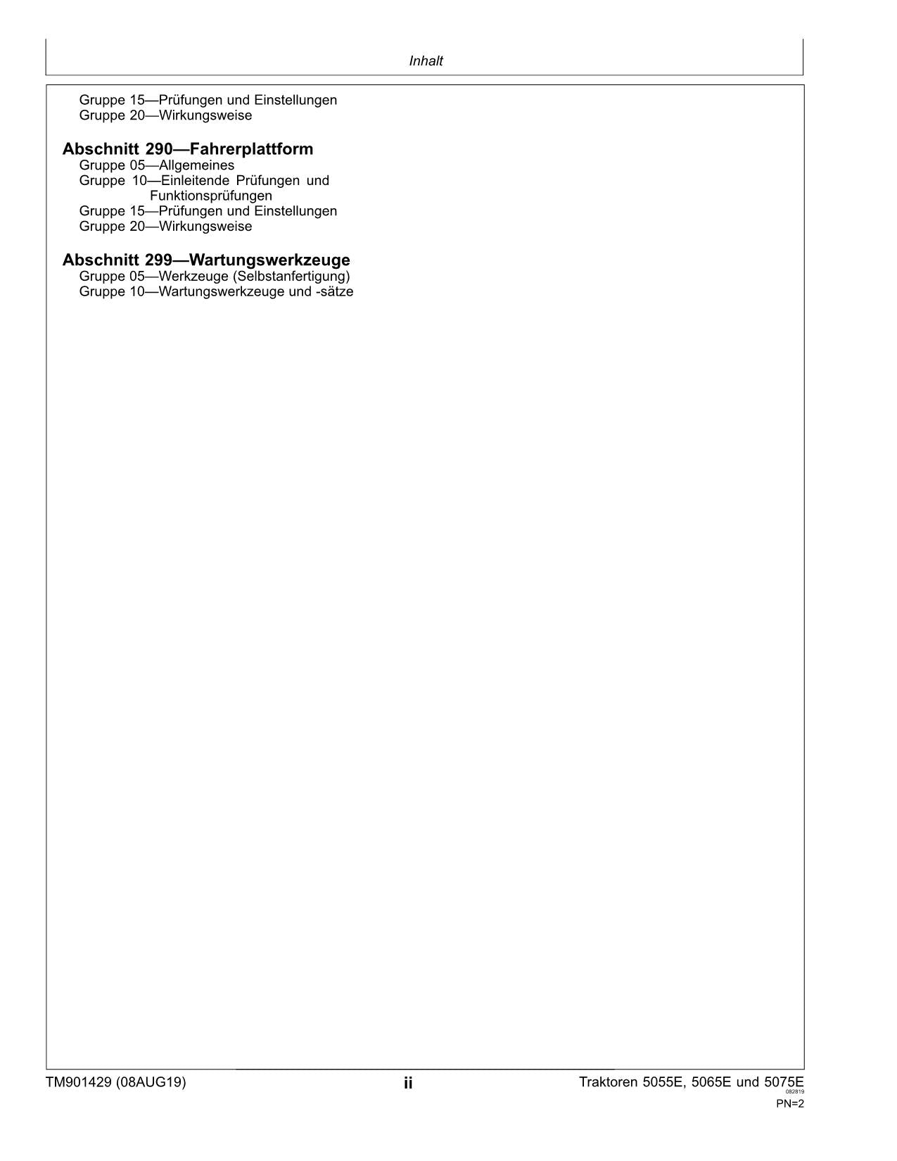 JOHN DEERE 5055E 5065E TRAKTOR DIAGNOSE- WERKSTATTHANDBUCH REPARATURHANDBUCH