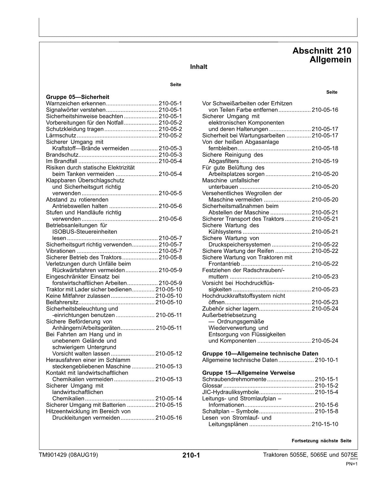 JOHN DEERE 5055E 5065E TRAKTOR DIAGNOSE- WERKSTATTHANDBUCH REPARATURHANDBUCH