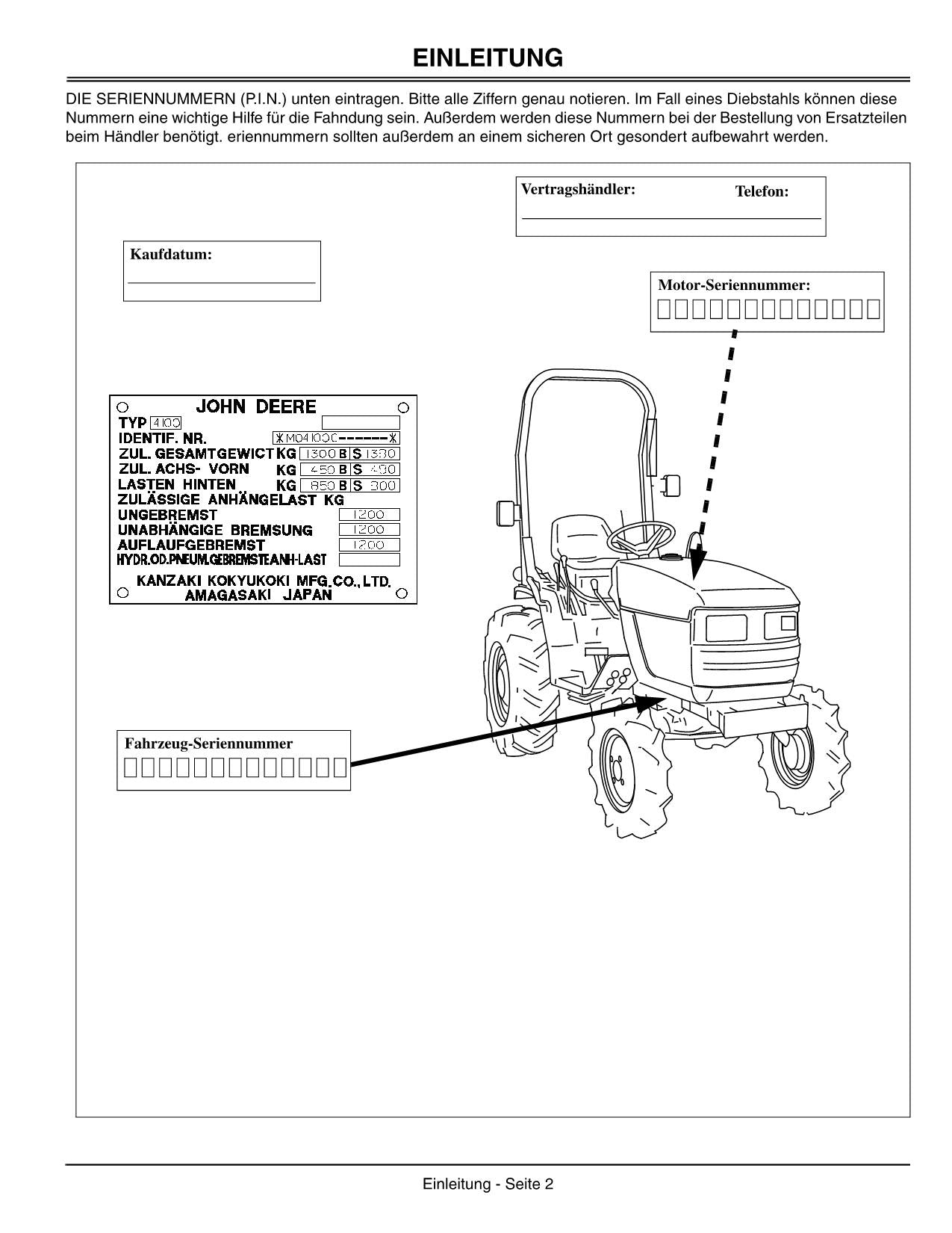 JOHN DEERE 4100 WITH GEAR TRANSMISSION TRAKTOR BETRIEBSANLEITUNG #1