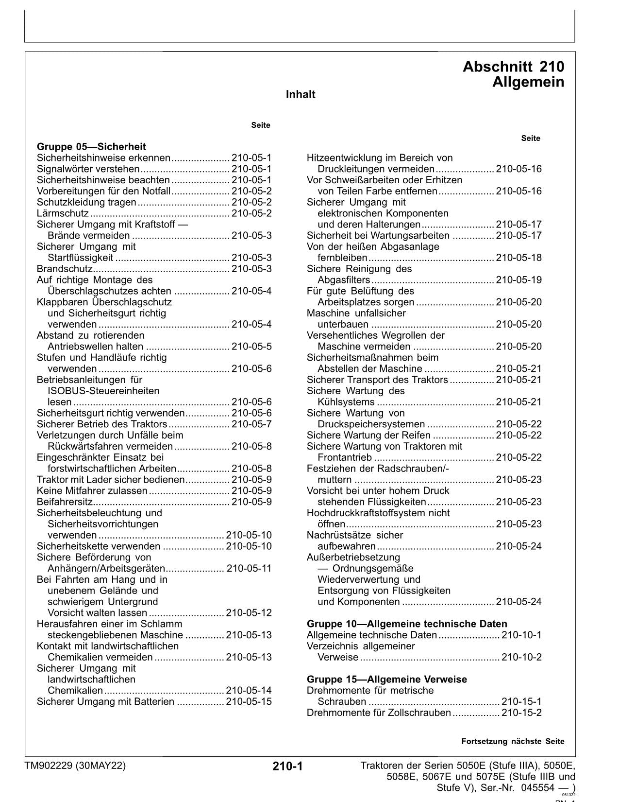 JOHN DEERE 5058E 5067E 5075E 5050E TRAKTOR DIAGNOSE REPARATURHANDBUCH